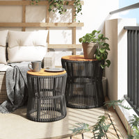 Thumbnail for Garten-Beistelltische 2 Stk. mit Holzplatte Grau Poly Rattan