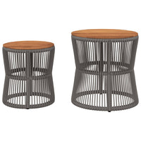 Thumbnail for Garten-Beistelltische 2 Stk. mit Holzplatte Grau Poly Rattan