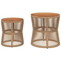 Thumbnail for Garten-Beistelltische 2 Stk. mit Holzplatte Beige Poly Rattan