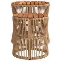Thumbnail for Garten-Beistelltische 2 Stk. mit Holzplatte Beige Poly Rattan
