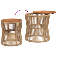 Thumbnail for Garten-Beistelltische 2 Stk. mit Holzplatte Beige Poly Rattan