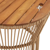 Thumbnail for Garten-Beistelltische 2 Stk. mit Holzplatte Beige Poly Rattan