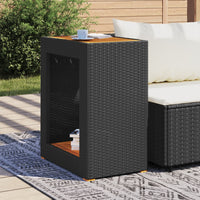 Thumbnail for Garten-Beistelltisch mit Holzplatte Schwarz Poly Rattan