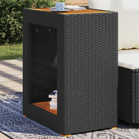 Thumbnail for Garten-Beistelltisch mit Holzplatte Schwarz Poly Rattan