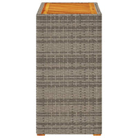 Thumbnail for Garten-Beistelltisch mit Holzplatte Grau 60x40x75cm Poly Rattan