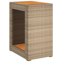 Thumbnail for Garten-Beistelltisch mit Holzplatte Beige Poly Rattan