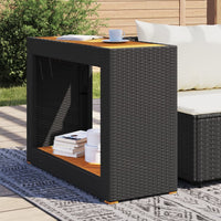 Thumbnail for Garten-Beistelltisch mit Holzplatte Schwarz Poly Rattan