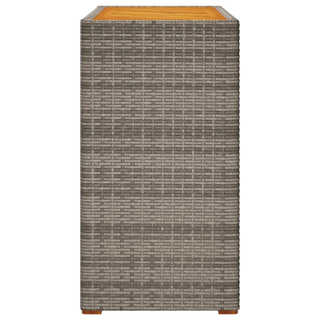 Garten-Beistelltisch mit Holzplatte Grau Poly Rattan