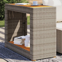 Thumbnail for Garten-Beistelltisch mit Holzplatte Grau Poly Rattan