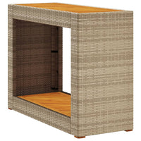 Thumbnail for Garten-Beistelltisch mit Holzplatte Beige Poly Rattan