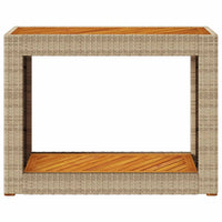 Thumbnail for Garten-Beistelltisch mit Holzplatte Beige Poly Rattan