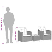 Thumbnail for 3-tlg. Bistro-Set mit Kissen Schwarz Poly Rattan Akazienholz