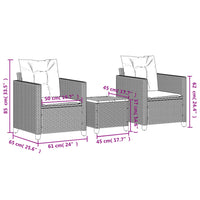 Thumbnail for 3-tlg. Bistro-Set mit Kissen Beige Poly Rattan Akazienholz
