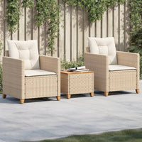 Thumbnail for 3-tlg. Bistro-Set mit Kissen Beige Poly Rattan Akazienholz