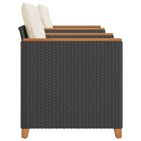 Thumbnail for 3-tlg. Bistro-Set mit Kissen Schwarz Poly Rattan Akazienholz