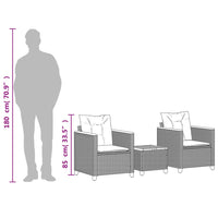 Thumbnail for 3-tlg. Bistro-Set mit Kissen Grau Poly Rattan Akazienholz