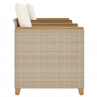 Thumbnail for 3-tlg. Bistro-Set mit Kissen Beige Poly Rattan Akazienholz