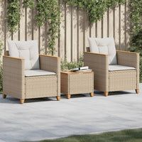 Thumbnail for 3-tlg. Bistro-Set mit Kissen Beige Poly Rattan Akazienholz