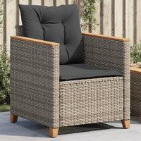 Thumbnail for Gartensessel mit Kissen Grau Poly Rattan