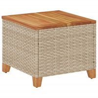 Thumbnail for Gartentisch Beige 45x45x37 cm Poly Rattan Akazienholz