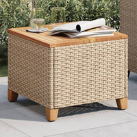Thumbnail for Gartentisch Beige 45x45x37 cm Poly Rattan Akazienholz