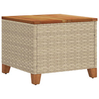 Thumbnail for Gartentisch Beige 45x45x37 cm Poly Rattan Akazienholz