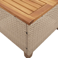 Thumbnail for Gartentisch Beige 45x45x37 cm Poly Rattan Akazienholz