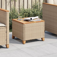 Thumbnail for Gartentisch Beige 45x45x37 cm Poly Rattan Akazienholz