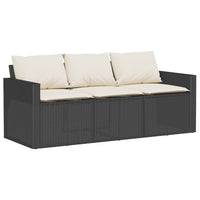 Thumbnail for 2-tlg. Garten-Essgruppe mit Kissen Schwarz Poly Rattan