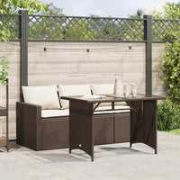 Thumbnail for 2-tlg. Garten-Essgruppe mit Kissen Braun Poly Rattan