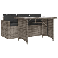 Thumbnail for 2-tlg. Garten-Essgruppe mit Kissen Grau Poly Rattan