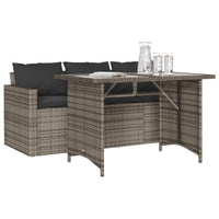 Thumbnail for 2-tlg. Garten-Essgruppe mit Kissen Grau Poly Rattan