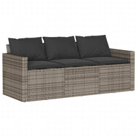 Thumbnail for 2-tlg. Garten-Essgruppe mit Kissen Grau Poly Rattan