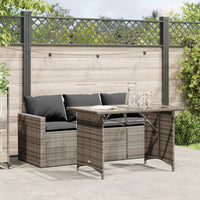 Thumbnail for 2-tlg. Garten-Essgruppe mit Kissen Grau Poly Rattan