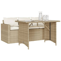 Thumbnail for 2-tlg. Garten-Essgruppe mit Kissen Beige Poly Rattan