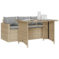 Thumbnail for 2-tlg. Garten-Essgruppe mit Kissen Beige Poly Rattan