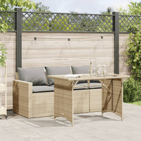 Thumbnail for 2-tlg. Garten-Essgruppe mit Kissen Beige Poly Rattan