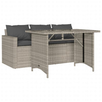 Thumbnail for 2-tlg. Garten-Essgruppe mit Kissen Hellgrau Poly Rattan