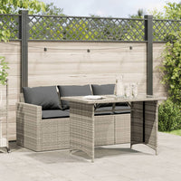 Thumbnail for 2-tlg. Garten-Essgruppe mit Kissen Hellgrau Poly Rattan