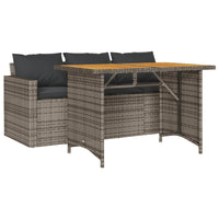 Thumbnail for 2-tlg. Garten-Essgruppe mit Kissen Grau Poly Rattan