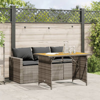 Thumbnail for 2-tlg. Garten-Essgruppe mit Kissen Grau Poly Rattan
