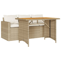 Thumbnail for 2-tlg. Garten-Essgruppe mit Kissen Beige Poly Rattan
