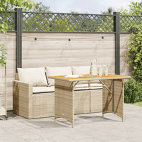 Thumbnail for 2-tlg. Garten-Essgruppe mit Kissen Beige Poly Rattan