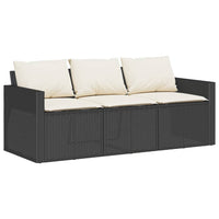 Thumbnail for Gartensofa mit Kissen 3-Sitzer Schwarz Poly Rattan