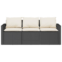 Thumbnail for Gartensofa mit Kissen 3-Sitzer Schwarz Poly Rattan