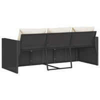Thumbnail for Gartensofa mit Kissen 3-Sitzer Schwarz Poly Rattan