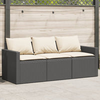 Thumbnail for Gartensofa mit Kissen 3-Sitzer Schwarz Poly Rattan
