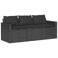 Thumbnail for Gartensofa mit Kissen 3-Sitzer Schwarz Poly Rattan