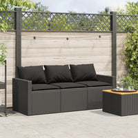 Thumbnail for Gartensofa mit Kissen 3-Sitzer Schwarz Poly Rattan