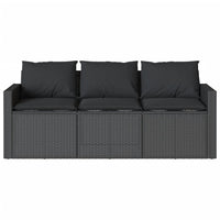Thumbnail for Gartensofa mit Kissen 3-Sitzer Schwarz Poly Rattan